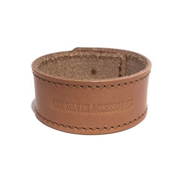 リリーボタン シングルレザーブレスレット(ナチュラルブラウン) / Ark silver accessories