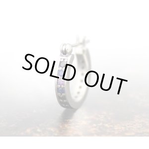 画像: アクアシルバー/ブルー・ブラック シルバーフープピアス