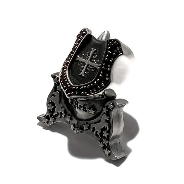 【馬蹄】シャドウクロス ホースシューリング(ガーネット) アークシルバーアクセサリーズ