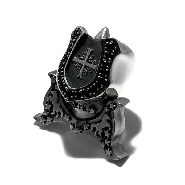 【馬蹄】シャドウクロス ホースシューリング(オニキス) アークシルバーアクセサリーズ