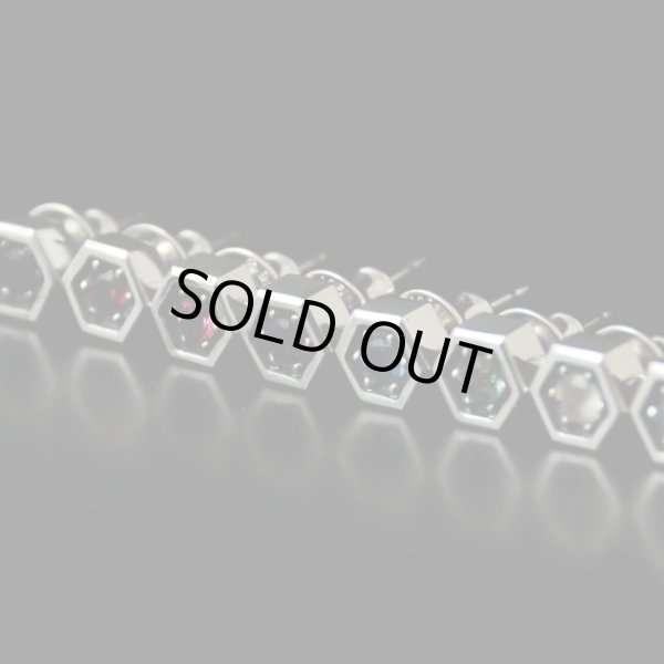 六角柱 シルバーピアス メンズ 片耳 天然石 