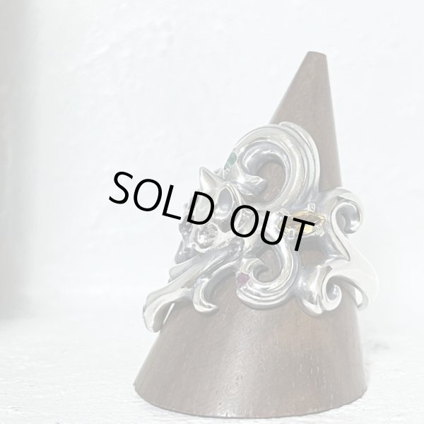 ガッシュ/【ネコ シルバーリング】唐草と猫のリング 石入りver. タイプ3｜gush