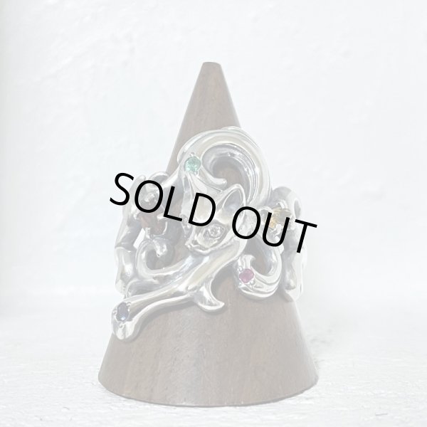 ガッシュ/【ネコ シルバーリング】唐草と猫のリング 石入りver. タイプ3｜gush