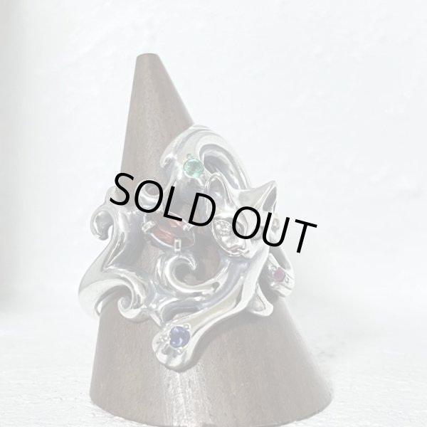 ガッシュ/【ネコ シルバーリング】唐草と猫のリング 石入りver. タイプ3｜gush