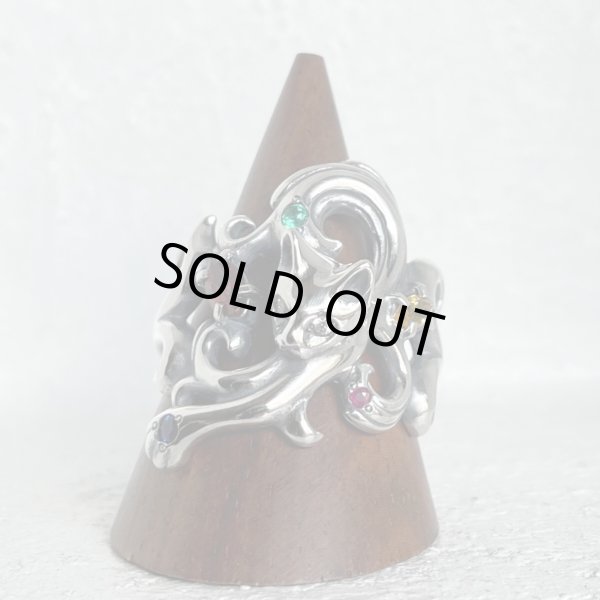 ガッシュ/【ネコ シルバーリング】唐草と猫のリング 石入りver. タイプ3｜gush