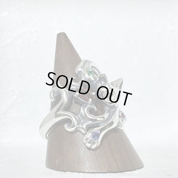 ガッシュ/【ネコ シルバーリング】唐草と猫のリング 石入りver. タイプ3｜gush