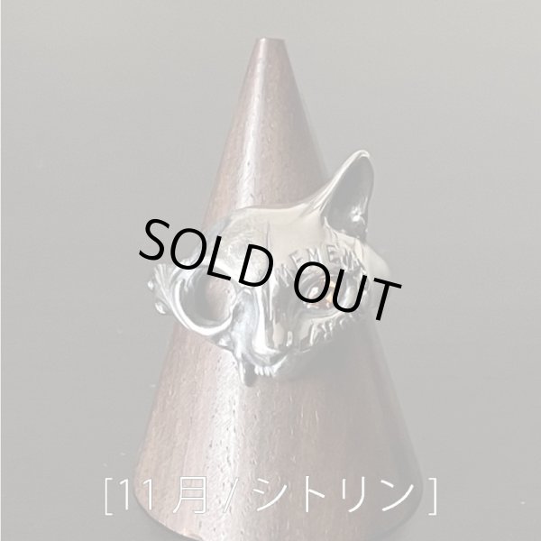 [11月 / シトリン]　ガッシュ/【誕生石 ネコ シルバーリング】メメント・モリ [Engraved type / birth stone]｜gush（ガッシュ）