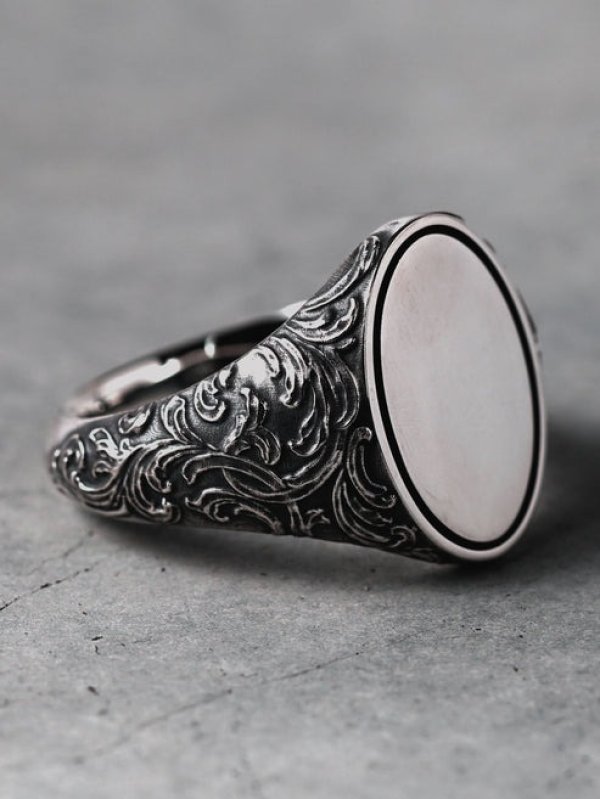 ケツァール/[唐草/アラベスクリング] スクロール シグネットリング オーバル（スモール）/Quetzal